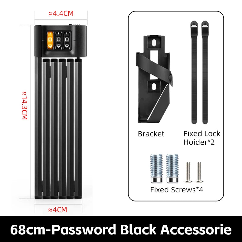 WEST BIKING Foldable Bike Lock Key Strong Security Anti-theft Bicycle Password Lock Heavy Chain Cable Padlock Motorcycle Lock