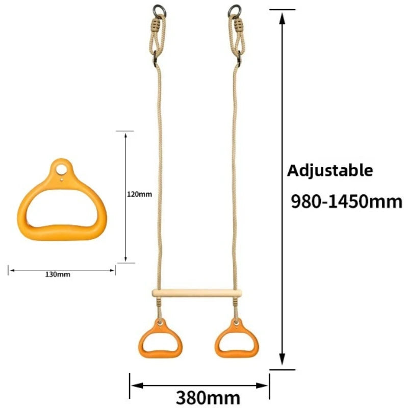 Stable Adjustable Trapeze Swing Rings Bar Home Core Training Kids Backyard Playground Professional Outdoor Indoor Fitness Gear