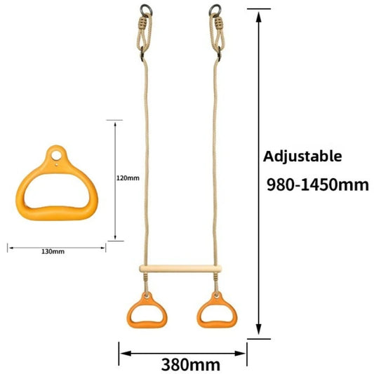 Stable Adjustable Trapeze Swing Rings Bar Home Core Training Kids Backyard Playground Professional Outdoor Indoor Fitness Gear