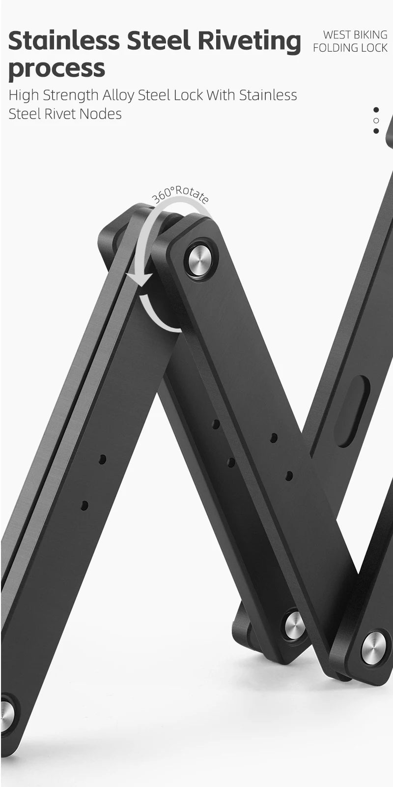 WEST BIKING Foldable Bike Lock Key Strong Security Anti-theft Bicycle Password Lock Heavy Chain Cable Padlock Motorcycle Lock