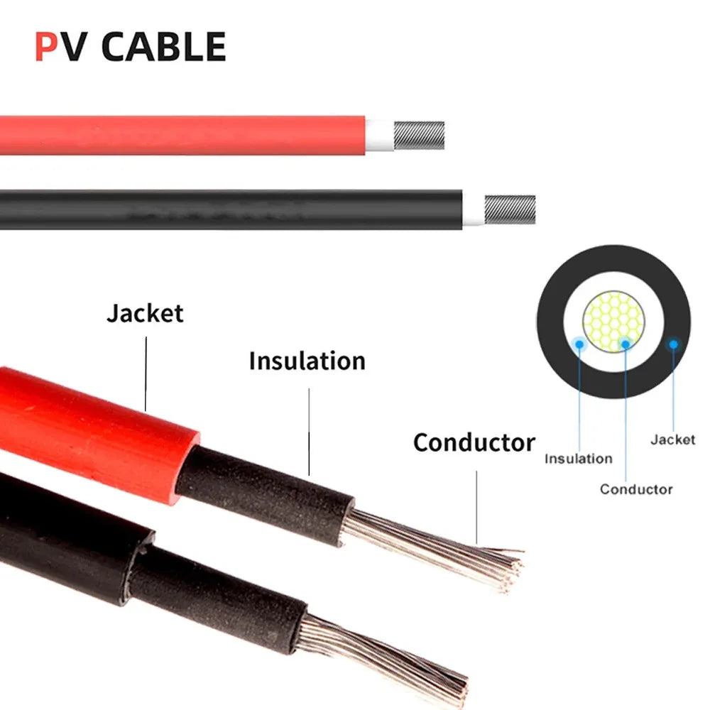 6mm² 10AWG Solar Panel Extension Cable – IP68 Waterproof MC4 Connector Wire