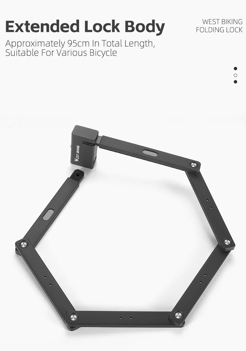 WEST BIKING Foldable Bike Lock Key Strong Security Anti-theft Bicycle Password Lock Heavy Chain Cable Padlock Motorcycle Lock