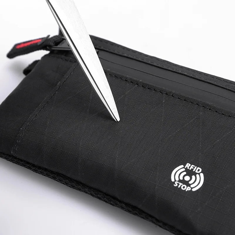 RFID Blocking Slim Nylon Wallet with Carabiner – Men's Tactical Coin Purse & Card Holder