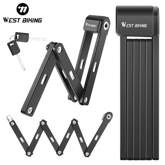 WEST BIKING Foldable Anti-Theft Bicycle Lock – Portable Security Chain Lock for MTB & E-Bike