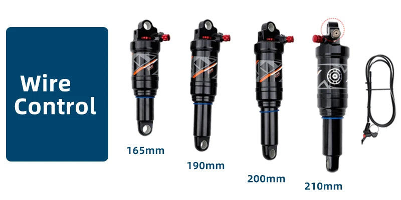 DNM AO38RC Soft Tail Mountain Bike Rear Air Shock Absorber Wire-controlled Lockable Rebound 165 190/200mm Bcycle Shock Absorber