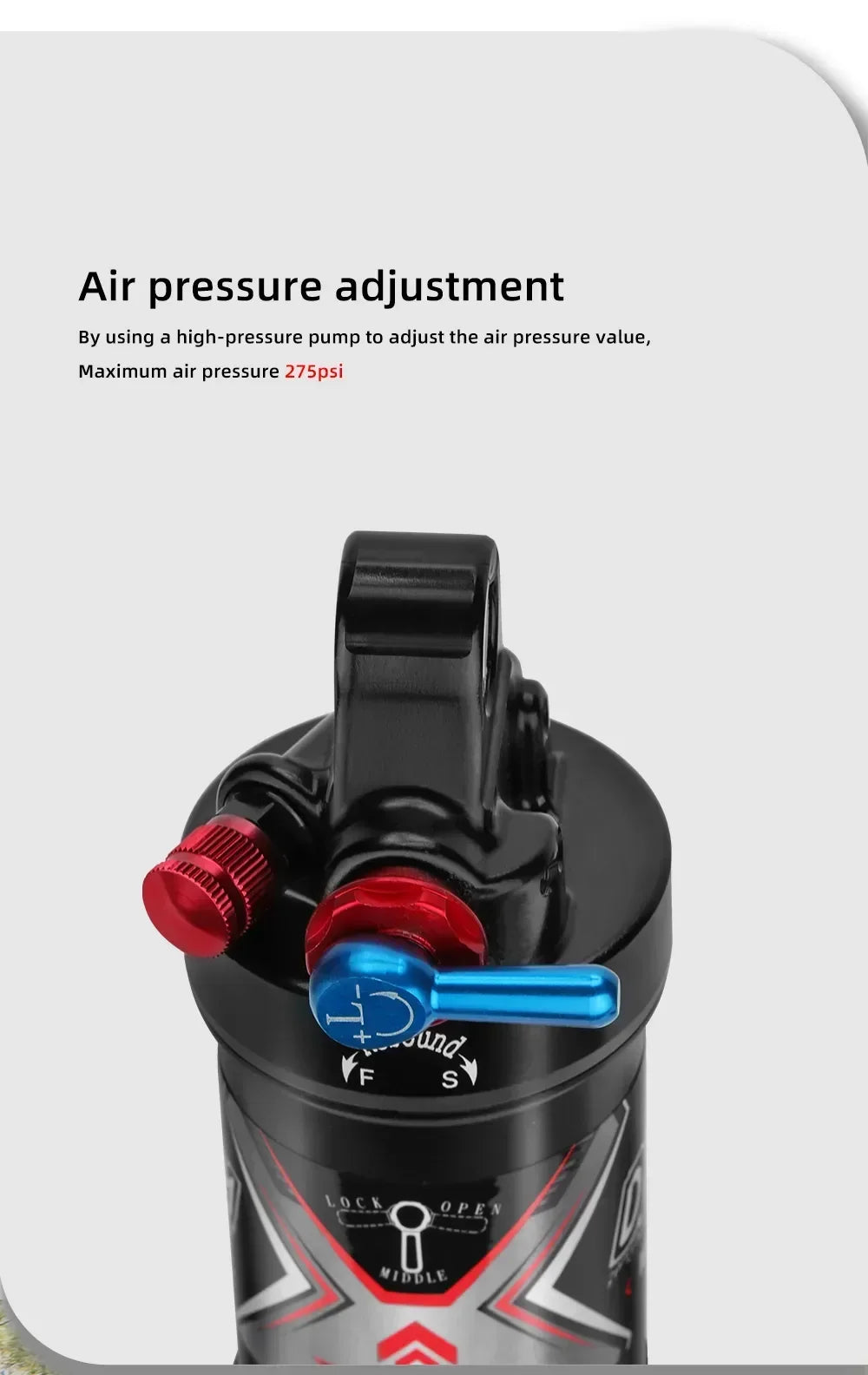 Bicycle Air Shock Absorber 165/190/200/210mm/230mm Soft Tail Mountain Bike Air Pressure Back Chamber MTB Rear Shock Absorbers