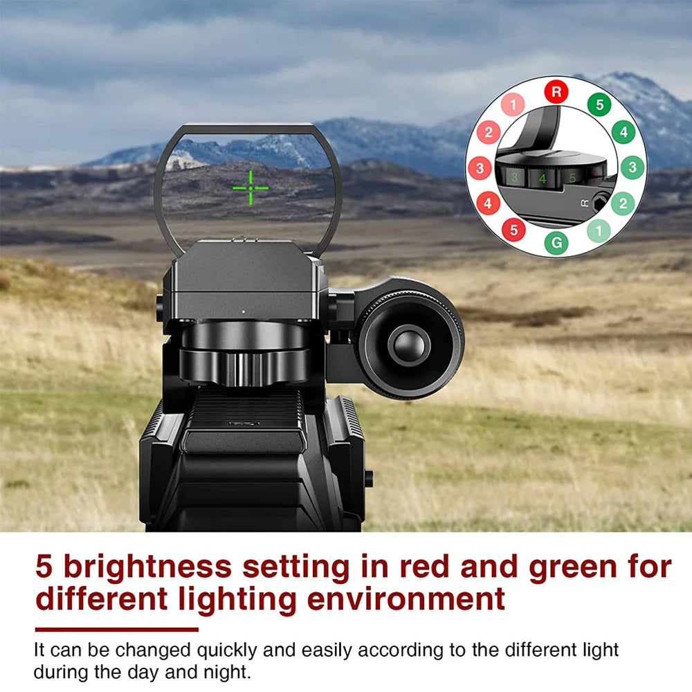 Tactical Red & Green Dot Reflex Sight – 4 Reticle Hunting Optics for 20mm Rail