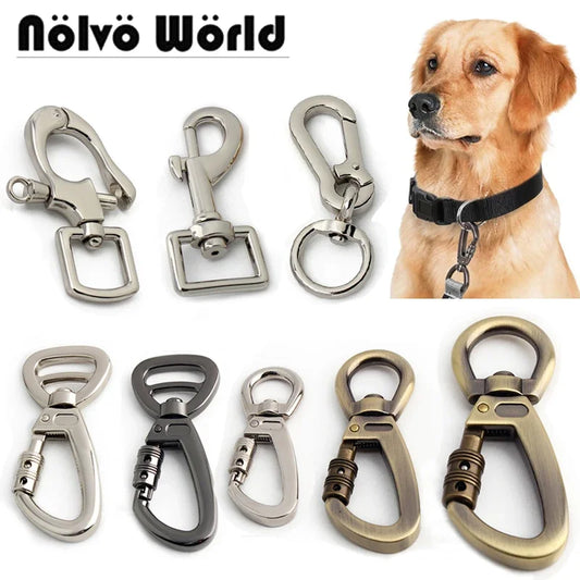 Heavy Duty Auto-Locking Carabiner Dog Leash Clip – Swivel Rotating Pet Hook