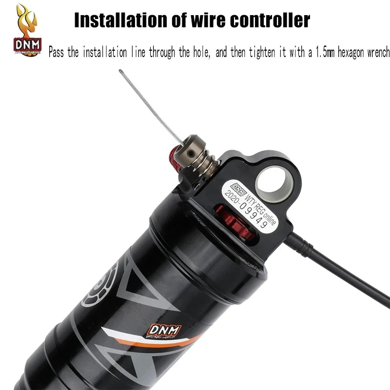 DNM AO38RC Soft Tail Mountain Bike Rear Air Shock Absorber Wire-controlled Lockable Rebound 165 190/200mm Bcycle Shock Absorber