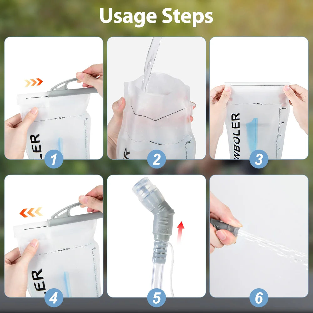 NEWBOLER  2L Water Bladder Hydration Pack Reservoir BPA Free PEVA Water Storage Bag for Camping Cycling Running Hiking
