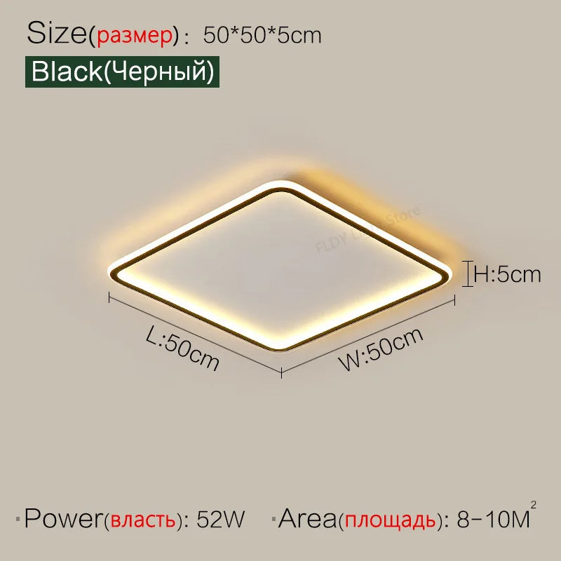 Living Room Lamps Simple Modern Atmosphere Led Ceiling Lights Ultra-Thin Rectangular Smart Main Lamp Nordic Style Bedroom Lamps