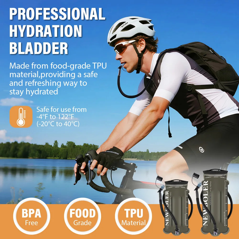 NEWBOLER  2L-3L TPU Water Bag Sports Backpack Bicycle Riding Water Bag Food Grade Outdoor Drinking Water Bag Camping Water Bag