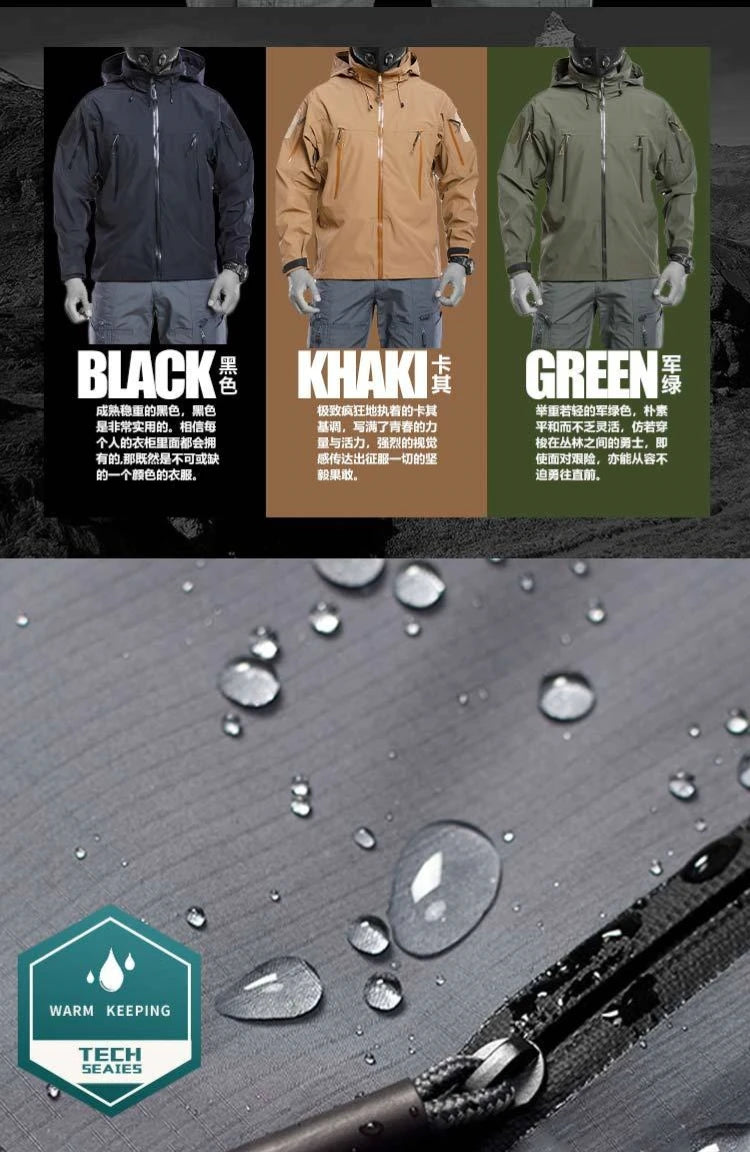 Waterproof Hardshell Tactical Jacket US Military Spring Autumn Thin Windproof Hooded Coat Men Outdoor Climbing Hiking Clothing