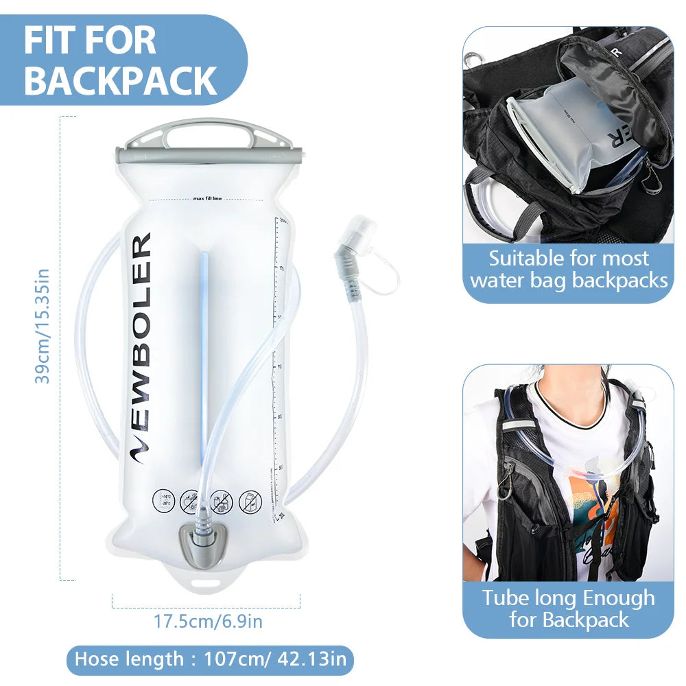 NEWBOLER  2L Water Bladder Hydration Pack Reservoir BPA Free PEVA Water Storage Bag for Camping Cycling Running Hiking