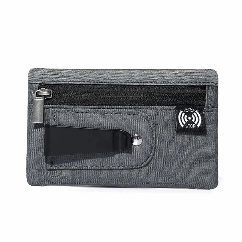 RFID Blocking Slim Nylon Wallet with Carabiner – Men's Tactical Coin Purse & Card Holder