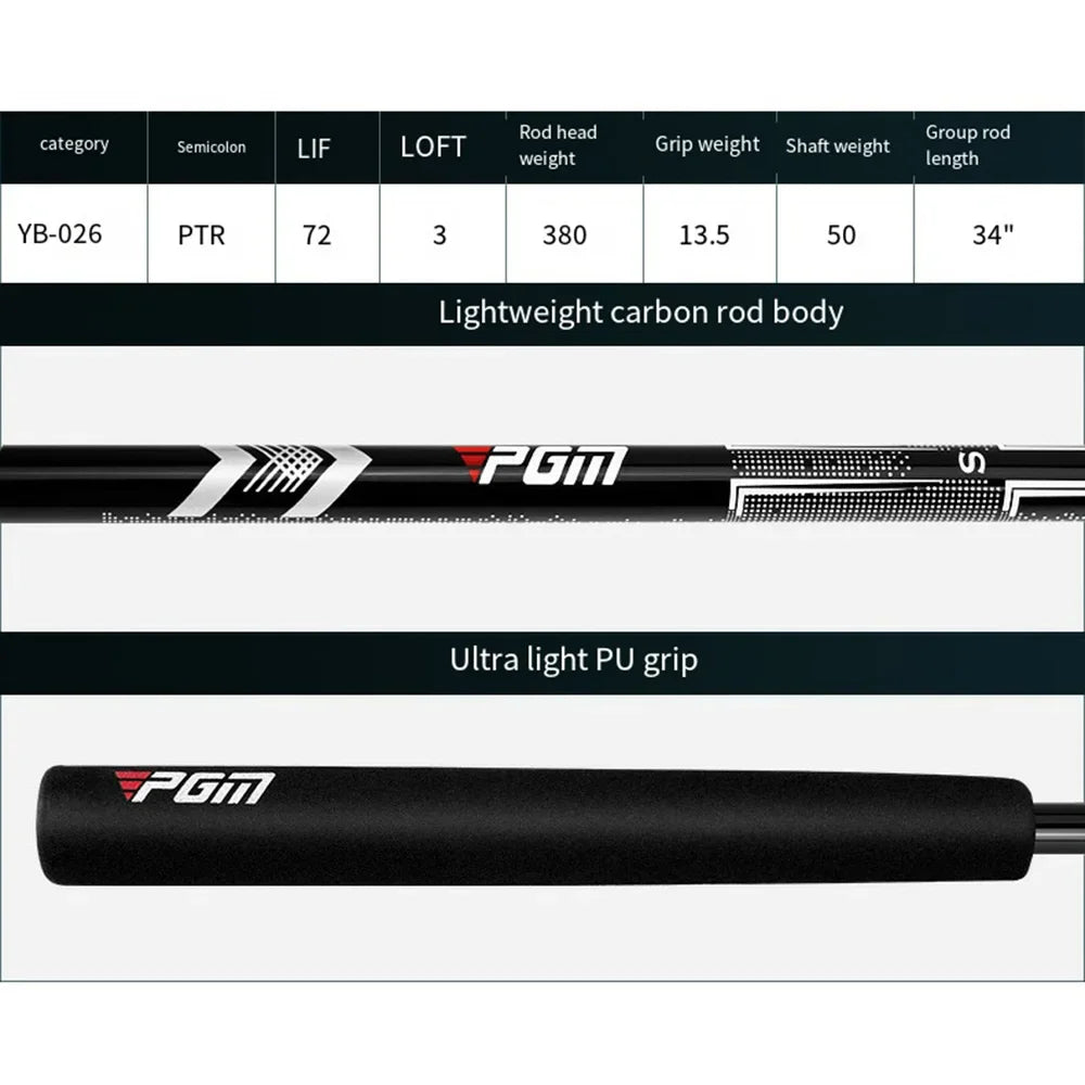 PGM Golf Club Stainless Steel Shaft Putter Standing Golf Putter Low Center of Gravity Stable Carbon Rod Body Golf Supplies
