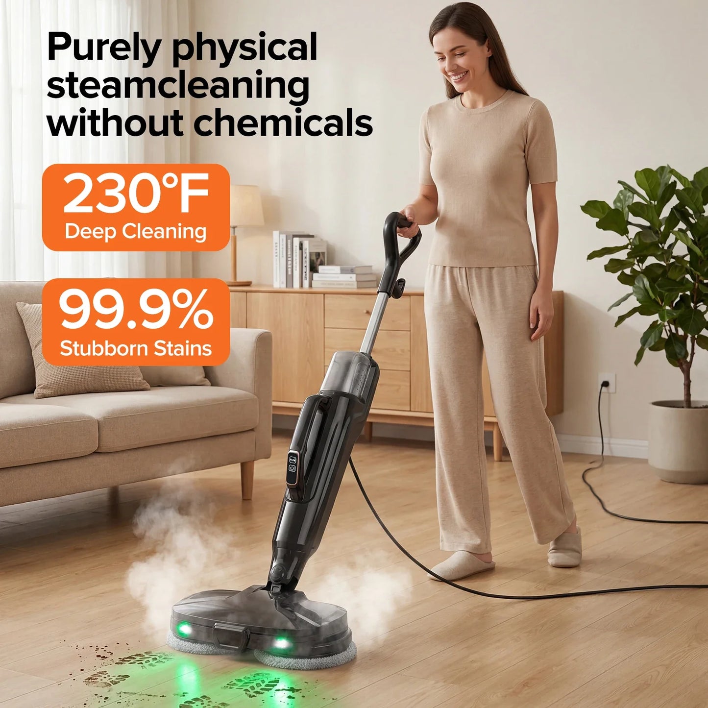 Lubluelu 1380W Steam Mop – Detachable Wireless Floor Steamer & Sanitizer