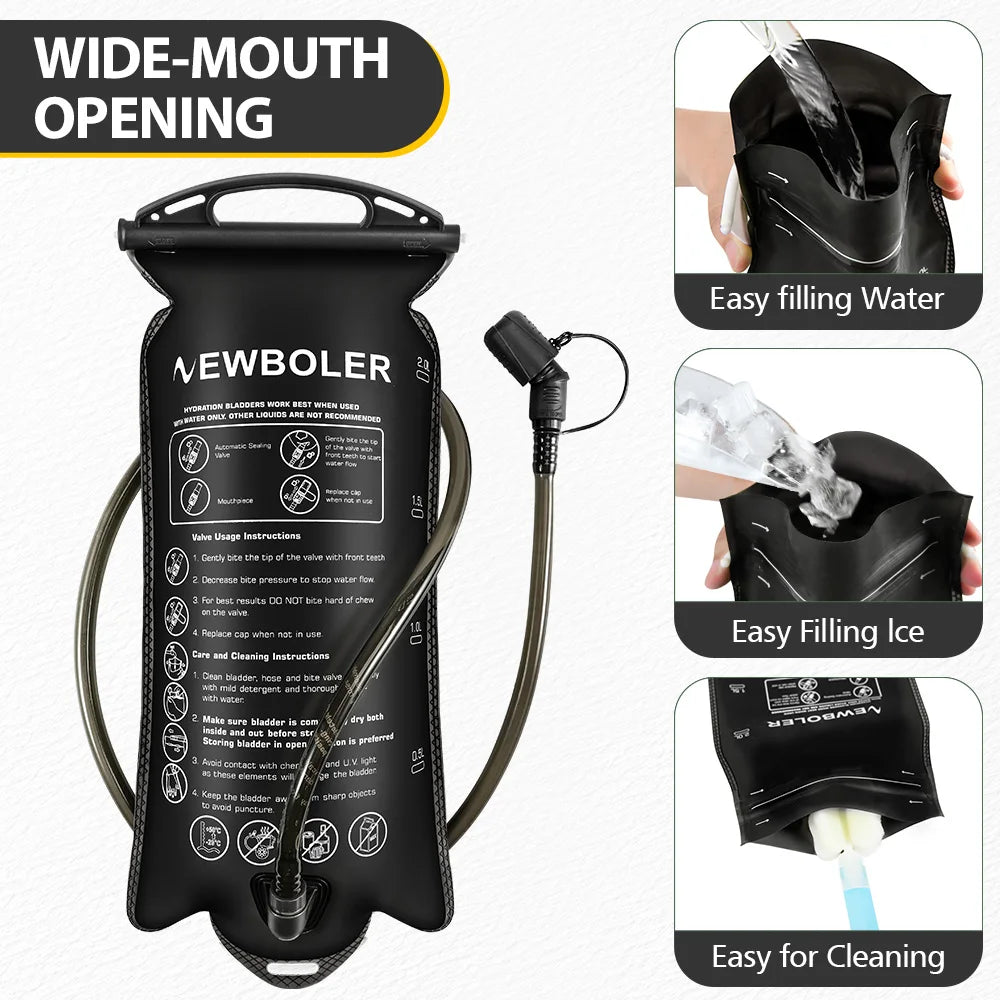 NEWBOLER 1.5L/2L/3L Large Capacity Water Bottle Water Bladder Water Reservoir Hydration Pack Storage Bag BPA Free Water Bag