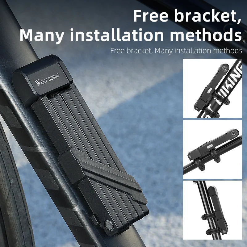 WEST BIKING Foldable Anti-Theft Bicycle Lock – Portable Security Chain Lock for MTB & E-Bike