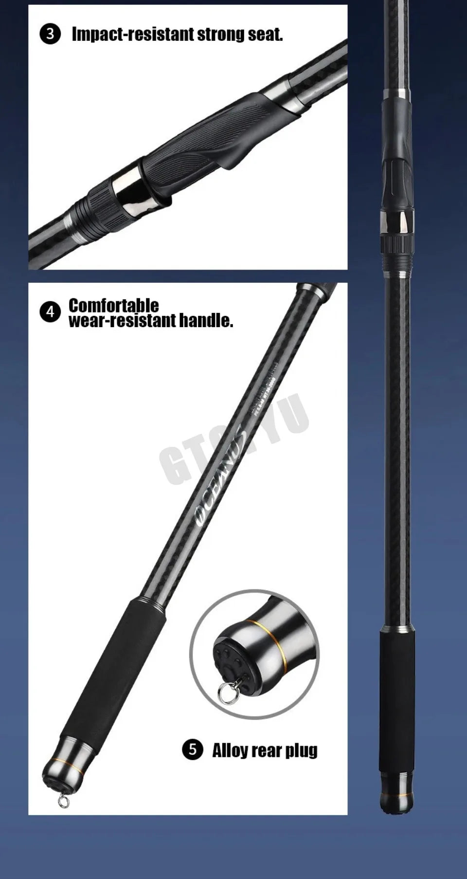 200g Lure 4.5/5.4m Sea Fishing Rod 36T Carbon Fiber Distance Throwing Ocean Boat Fishing Spinning Rod Super Hard Telescopic Rod