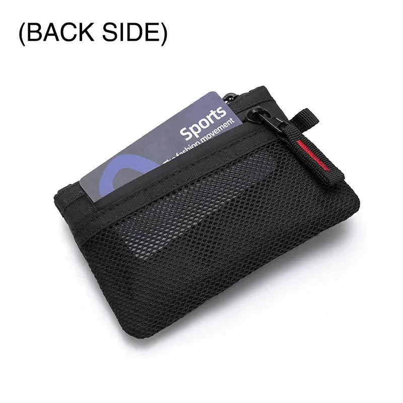 RFID Blocking Slim Nylon Wallet with Carabiner – Men's Tactical Coin Purse & Card Holder