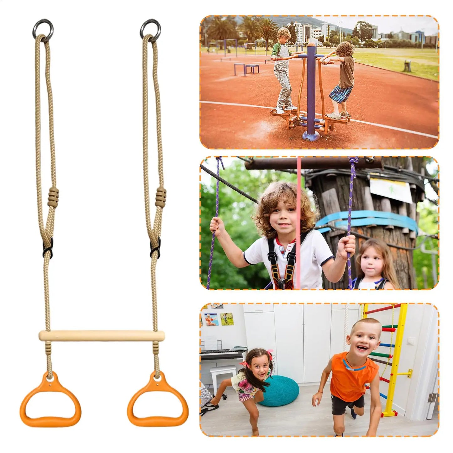 Trapeze Swing Bar Playground Equipment Rings Bar Ergonomic Sensory Game Easy installation For Children Indoor Playtime Backyard
