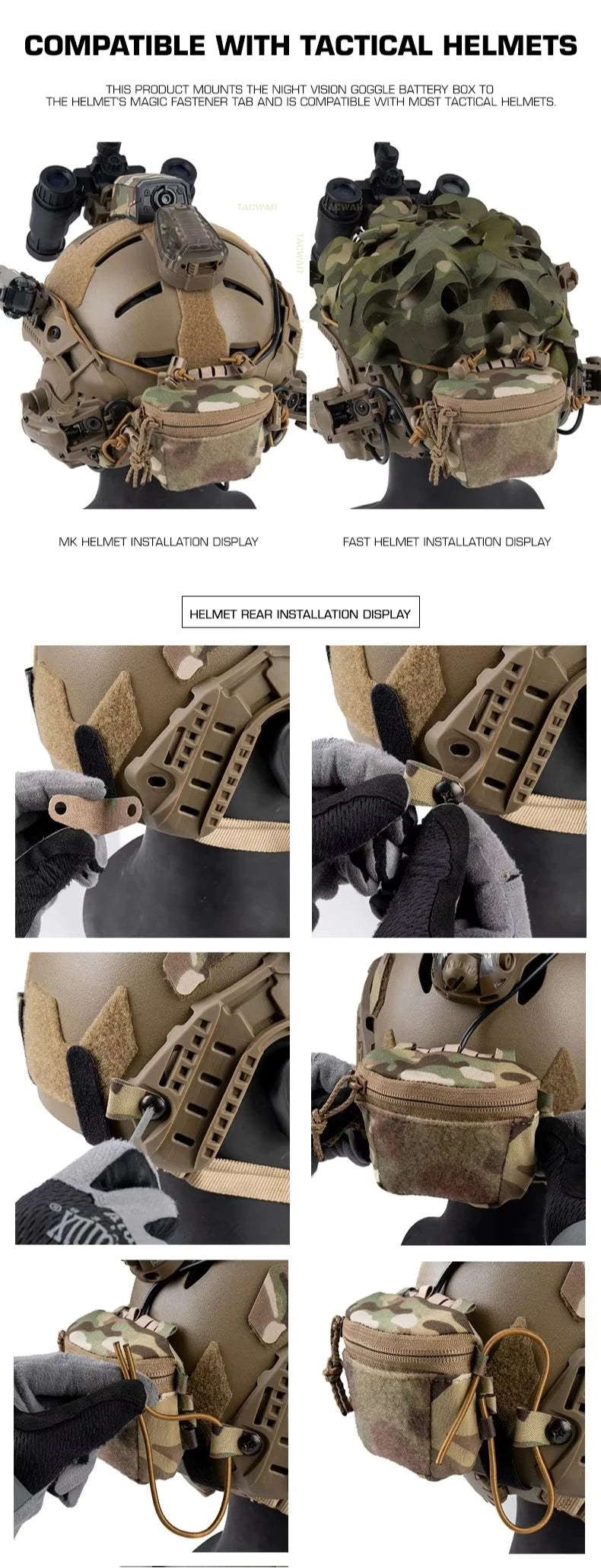 Universal Tactical Helmet Counterweight Pouch – Rear Battery Bag for Airsoft & Outdoor