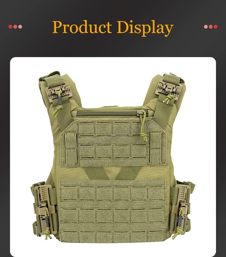 Full-Size Hunting Vest Tactical Plate Carrier MOLLE Airsoft Gear Outdoor Quick Release Fast Adjust Cummerbund Chest Rig