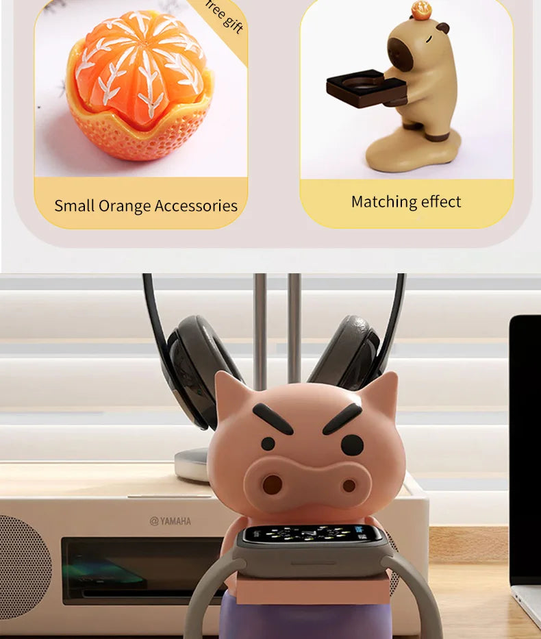 Cute Cartoon Piggy Apple Watch Stand – Desktop Nightstand Watch Holder