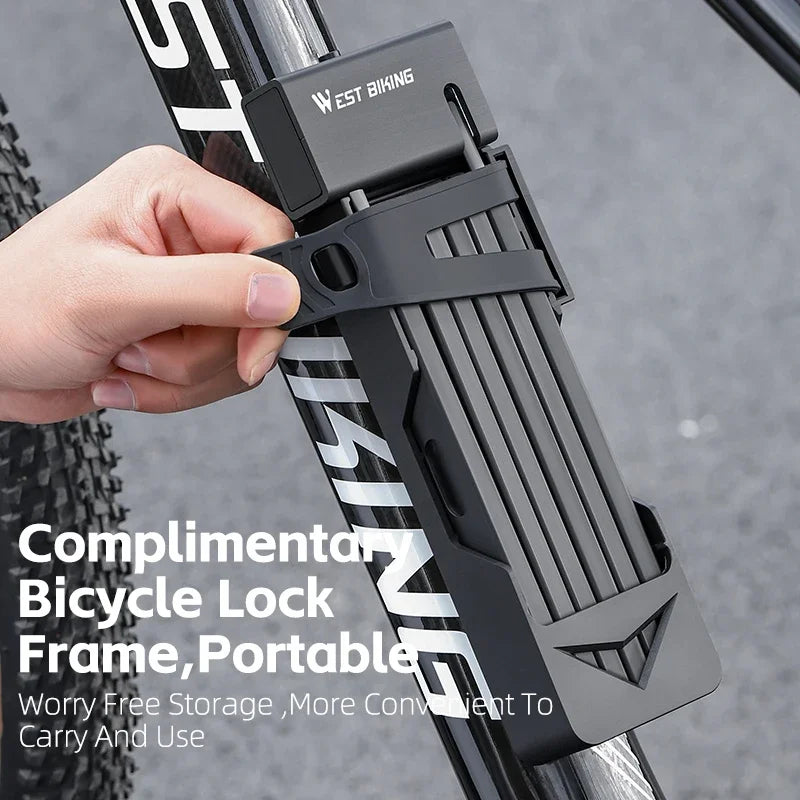 WEST BIKING Foldable Bike Lock Key Strong Security Anti-theft Bicycle Password Lock Heavy Chain Cable Padlock Motorcycle Lock