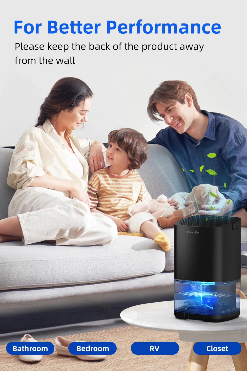 1000ml Portable Dehumidifier – Energy Efficient Moisture Absorber for Home Office & RV