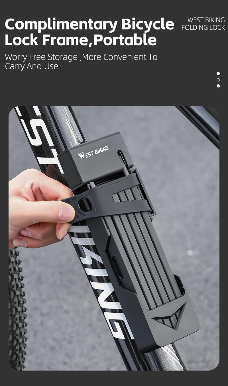 WEST BIKING Foldable Bike Lock Key Strong Security Anti-theft Bicycle Password Lock Heavy Chain Cable Padlock Motorcycle Lock