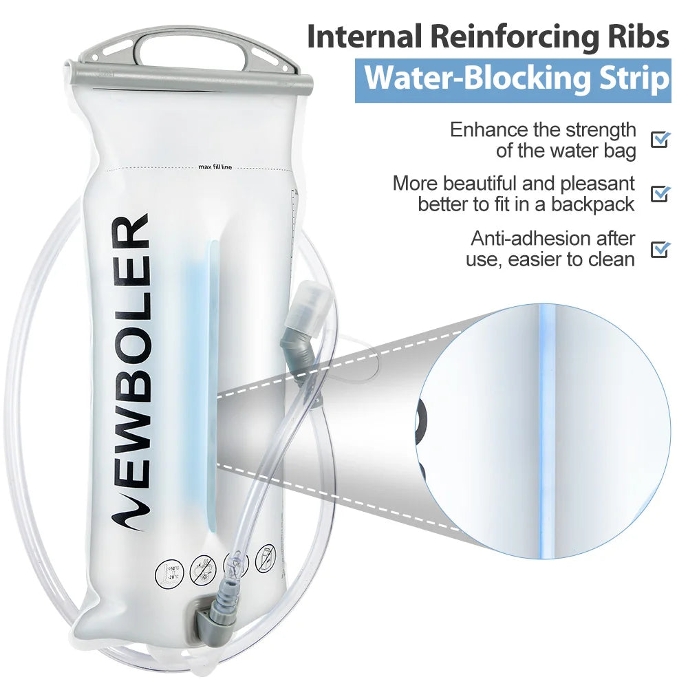 NEWBOLER  2L Water Bladder Hydration Pack Reservoir BPA Free PEVA Water Storage Bag for Camping Cycling Running Hiking