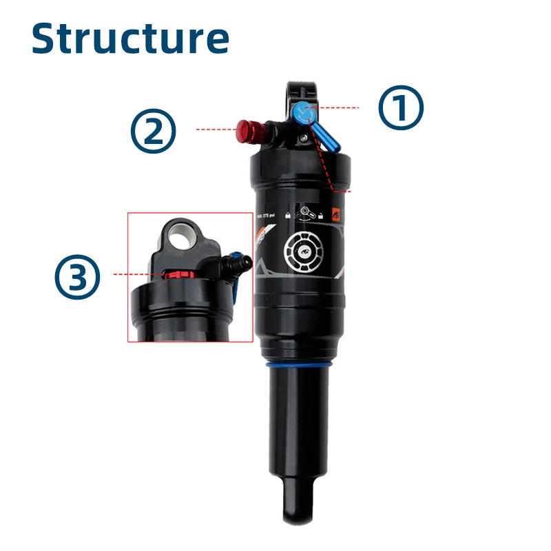 DNM AO38RC Soft Tail Mountain Bike Rear Air Shock Absorber Wire-controlled Lockable Rebound 165 190/200mm Bcycle Shock Absorber