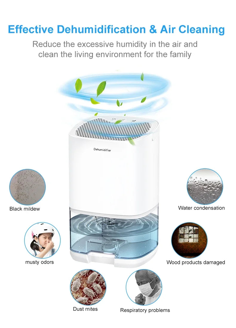 1000ml Portable Air Dehumidifier – Compact Moisture Absorber for Home Office & RV (220V)