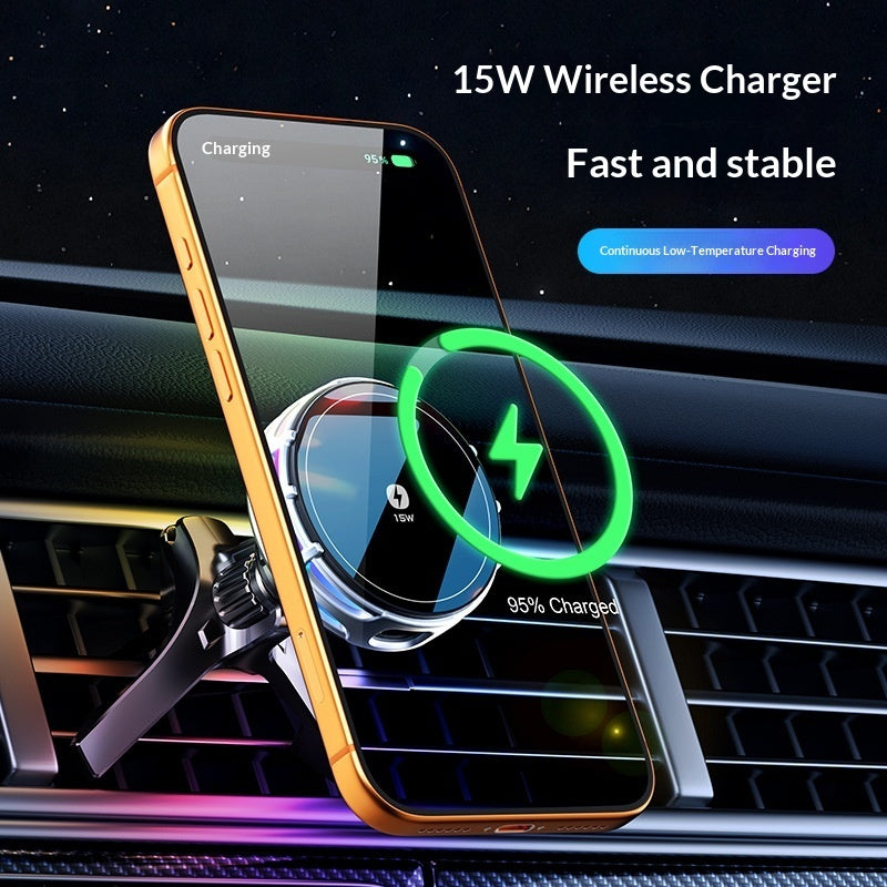 15W Wireless Charging Magnetic Car Mount – Fast Charge Phone Holder