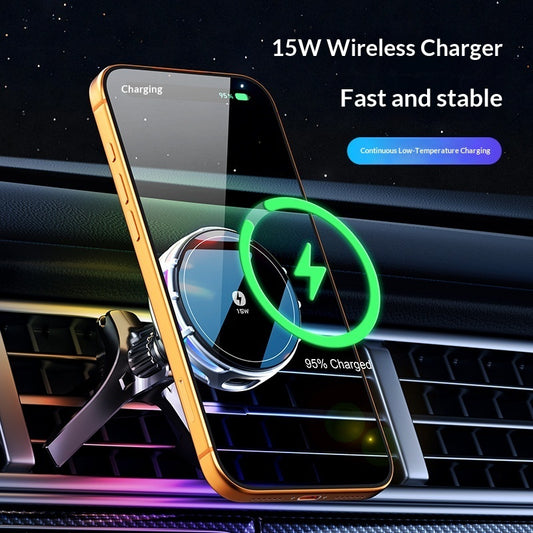 15W Wireless Charging Magnetic Car Mount – Fast Charge Phone Holder