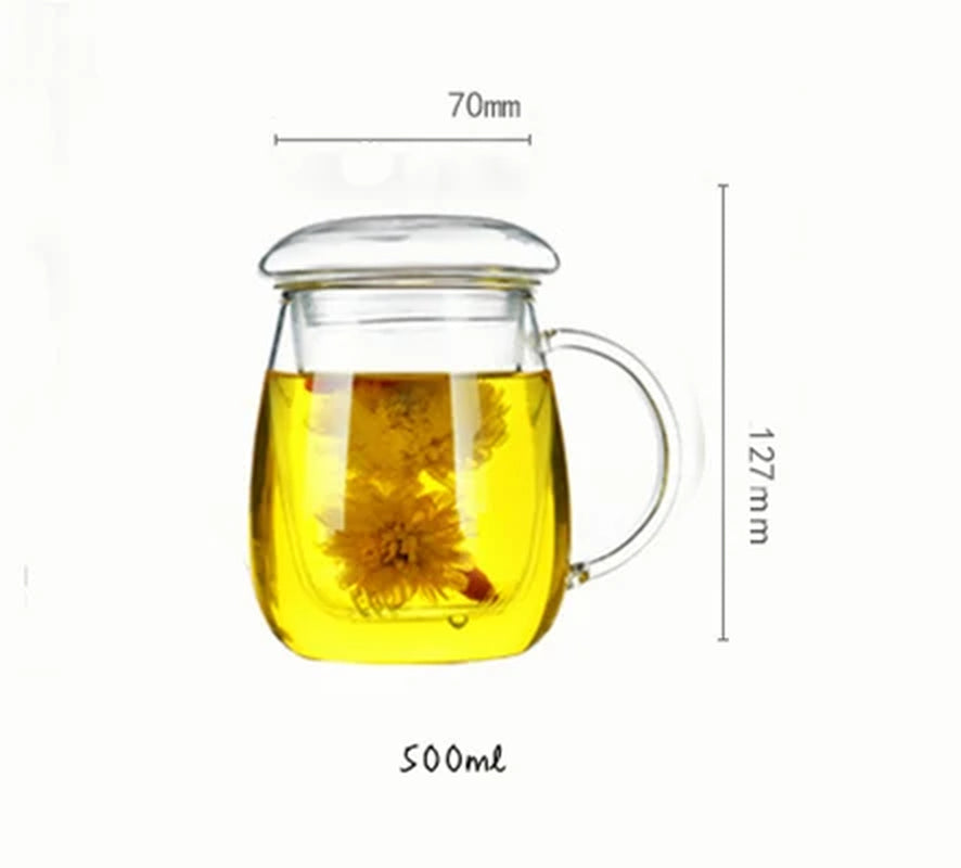 Chinese Style Tea Mug with Lid Filter.Coffee Cups Tea Set Mugs Beer Drink Office Mug Drinkware Heat-Resistant Glass Cup